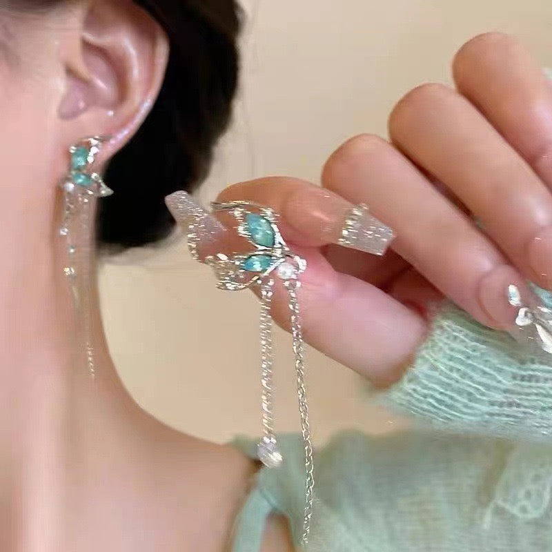 Ice blue butterfly earring
