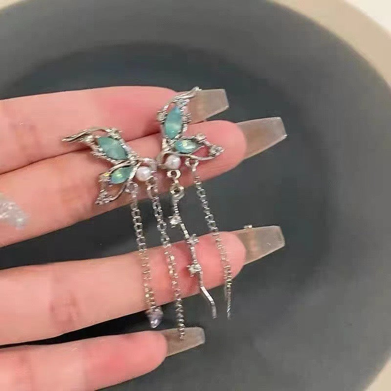 Ice blue butterfly earring