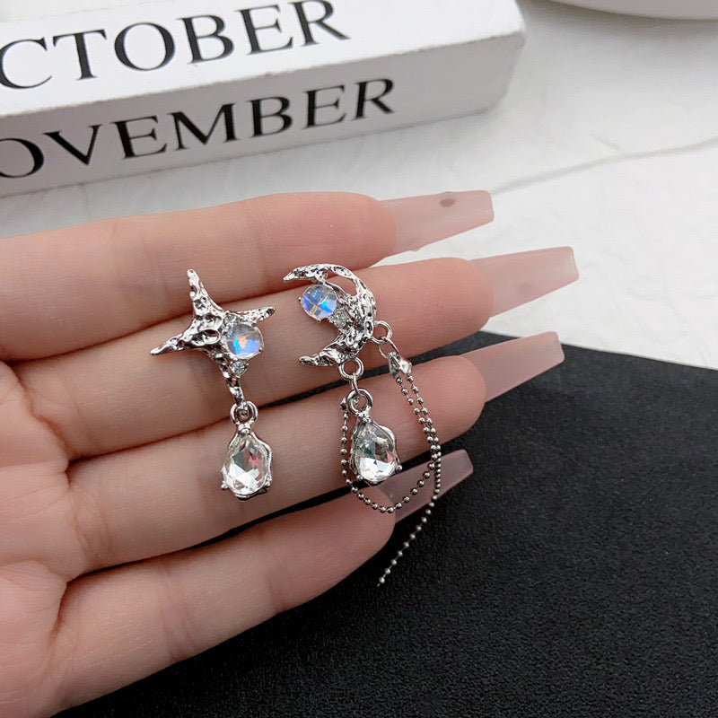 Blingbling star&moon earring