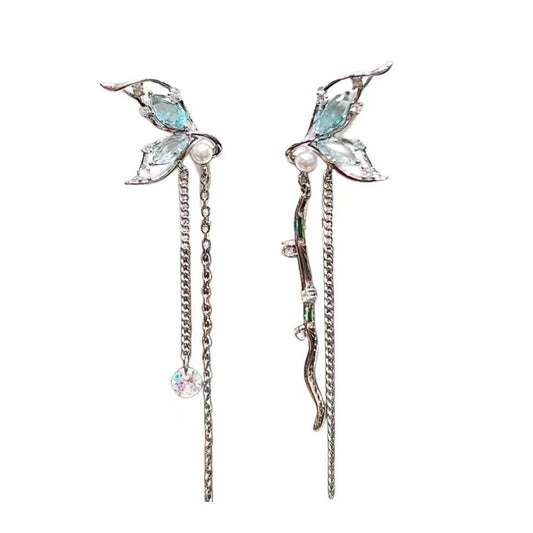 Ice blue butterfly earring
